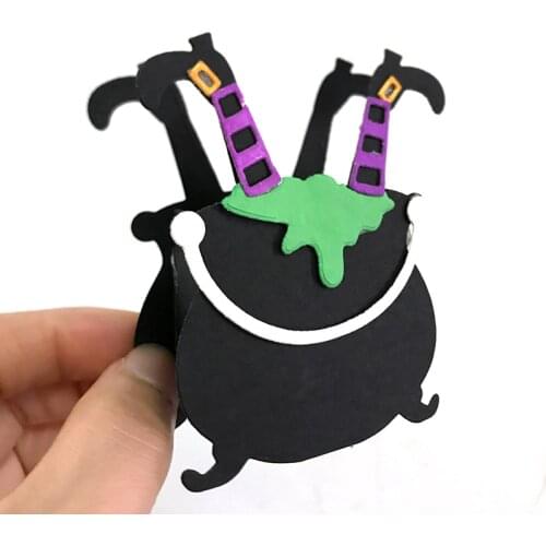 Halloween New Dies 3D Witch Box Cutting Dies Stencils Scrapbooking Embossing DIY Crafts Paper Cards Album Decor Metal Dies Cut