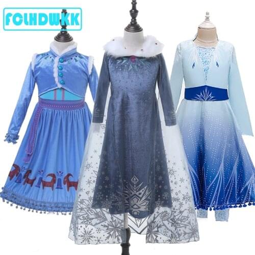 3-10y Elsa Dress For Girls Clothes 2019 New Snow Queen Costumes Kids Cosplay Elsa Dresses Princess Christmas Party With Crown
