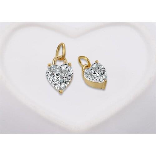 316L Stainless Steel Pendants for Necklace Heart Round Zircon Charms DIY Bracelet Necklace Accessories Jewelry Making