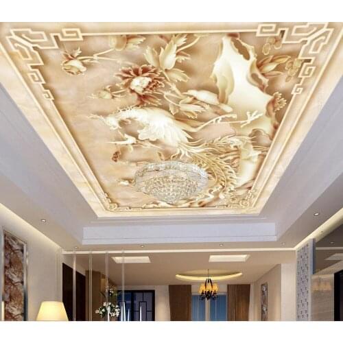 Ceiling murals wallpaper flower relief papel parede mural wallpaper ceiling Home Decoration