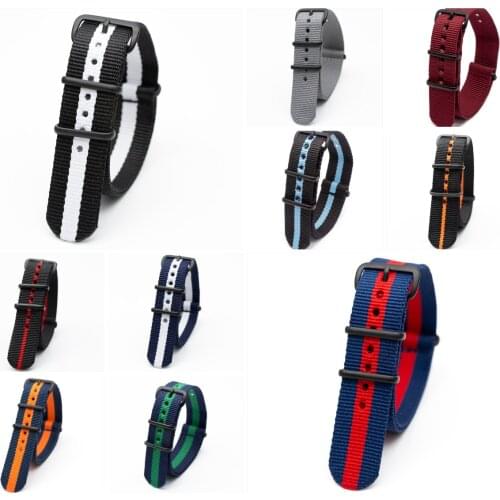 Army Sports Nylon Strap for Nato Watch Bands Buckle Stainless Steel Black Frosted Buckle Watchband 18MM 20Mm 22MM 24MM Straps