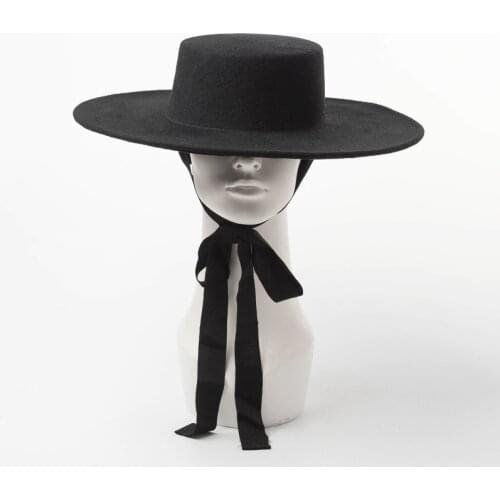 New fashion simple woolen woolen top hat ladies wool felt bandage flat hat