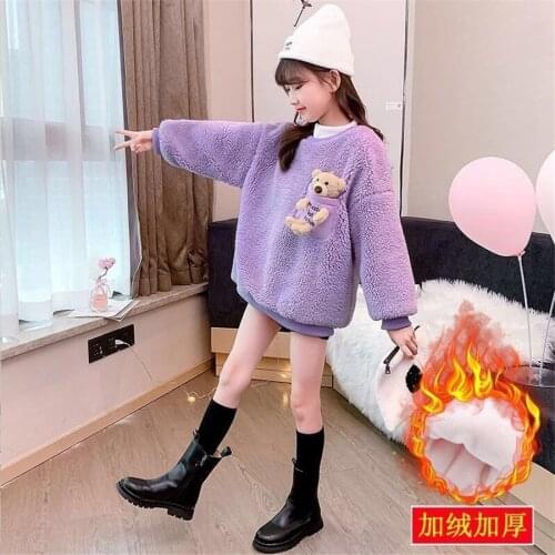 2021 New Girl Clothes Pullover Sweater Girls Child Winter Round Collar Clothes Girls Clothing Solid Knitted Sweater Soft