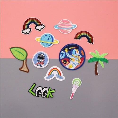 Fabric Embroidered Rainbow Tree Patch Cap Clothes Stickers Bag Sew Iron Applique DIY Apparel Sewing Clothing Accessories BU151