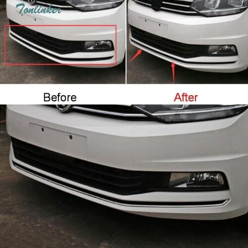 Tonlinker Cover Sticker For Volkswagen Touran L 2016-18 Car styling 3 pcs Stainless steel Under Racing grills Cover case sticker