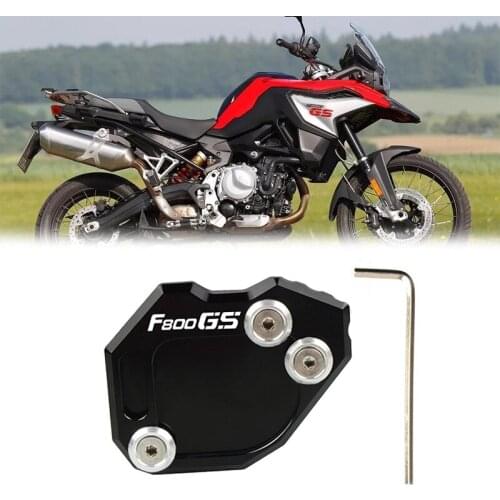 Motorcycle Kickstand Plate Side Stand Enlarger Extension Enlarger Pate Pad for BMW F800GS F 800 GS 2008-2017 (Black)