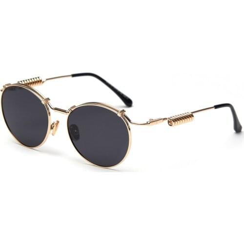 Veshion Red Women Retro Sunglasses Punk Metal Frame 2020 Summer Gold Black Vintage Polarized Sun Glasses Men Round Uv400