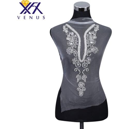 XFX VENUS 1 Piece Wedding Dress Evening Gown Rhinestone Crystal Beaded Bodice Patches Beads Trimming Shiny Beaded Applique