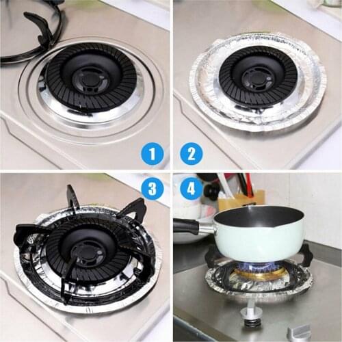 40pcs Stove Protector Cover Liner Aluminum Gas Burner Burner Protector Disposable Bib Liners Stove Covers Kitchen Supplies