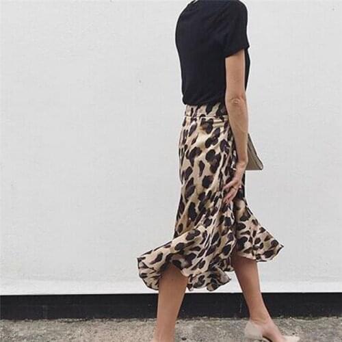 Fashion Women Leopard Skirts Ladies Hot sexy High waist Irregular Ruffles Skirt Warp Steetwear Casual Slim Skirts Summer Clothes