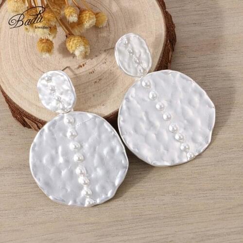 Badu Metal Punk Drop Earrings for Women Trendy Luxury Big Round Geometric Personality Statement Earrings Party Jewelry Wholesale