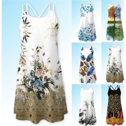 WomenS New Fashion Dress 3d Printing Sling O-Neck Hollow Ladies Summer Slim Short Dress vestidos de mujer casual Платья M