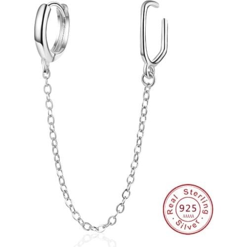 Double Circle 925 Sterling Silver Prevent Allergy Handmade Stud Earrings for Women Trendy Long Line Elegant Crystal Jewelry Gift