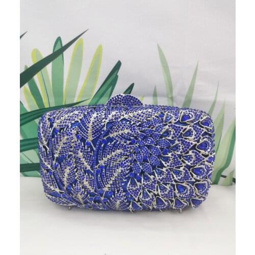 Girl Blue/Grey/Red Rhinestone Evening Bags Crystal Clutch Party Wedding Diamond Small Clutches Ladies Gemstone Shoulder Handbags