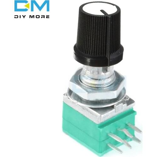 1PCS 6 Pin Rotary Potentiometer 6mm Knurled Shaft Single Linear B Type B10K ohm 5K 10K B20K B50K B100K With Caps White 6PIN 6P