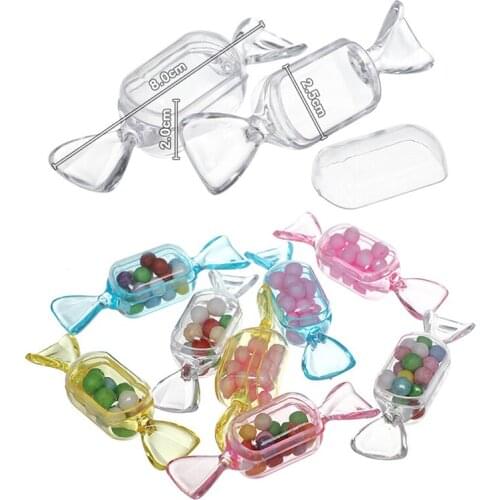 10Pcs Creative Candy Packaging Box Material Acrylic Candy Shaped Mini Candy Box For Wedding Birthday Party Decoration Gift