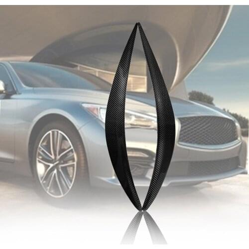 2Pcs Carbon Fiber Car Headlight Eyebrow Eyelid Trim for Infiniti Q50 2014-2018 Streamline Design Headlight Eyebrow Carbon Fiber