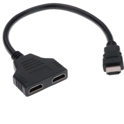 200pcs /lot HDMI 1 Male To Dual HDMI 2 Female Y Splitter Cable Adapter HD LED LCD TV