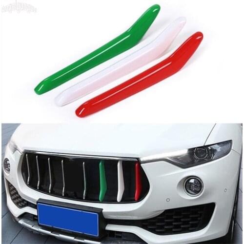 3 pcs For Maserati Levante 2016 17 accessories Car Front Grille Trim Sport Strips Cover Motorsport Power Performance Car-styling