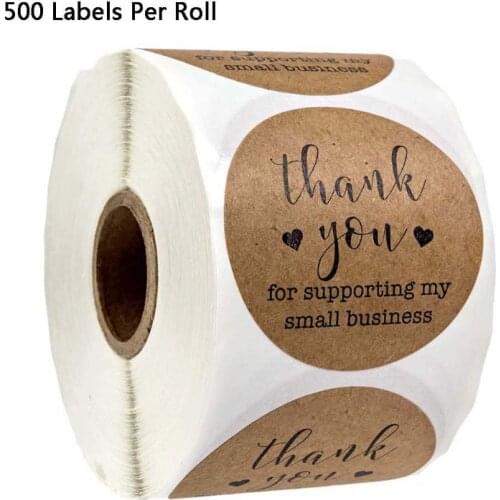 500pcs Thank You for Supporting My Business Kraft Stickers Seal Label Scrapbooking Decoration Handmade Baking Stationery Sticker
