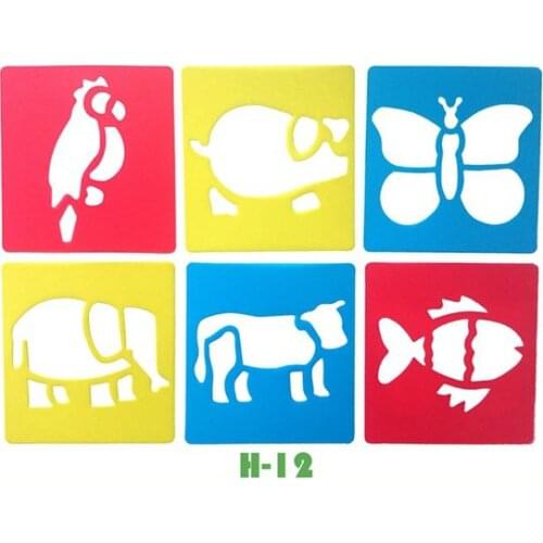 6PCS/LOT.Pig Fish cow Elephant DIY template stencil Kids art board Early learning educational toy Party favor 14x15cm 18 design