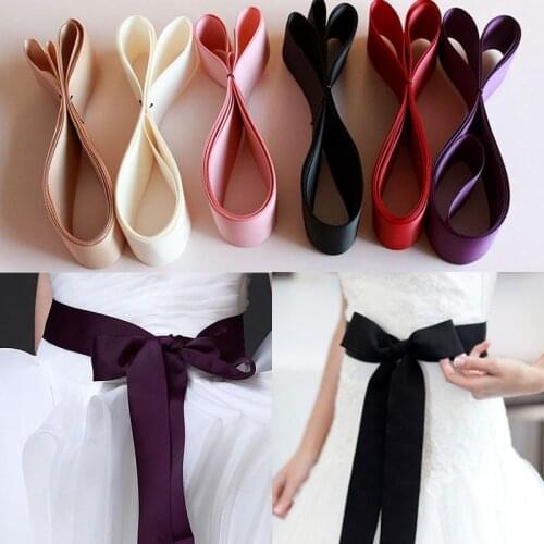 Satin Ribbon Wedding Belt DIY Bowknot Gift Wrapping Ribbon Solid Color Bridal Sash 4cm Wide Double-side Silk Ribbon Waistband