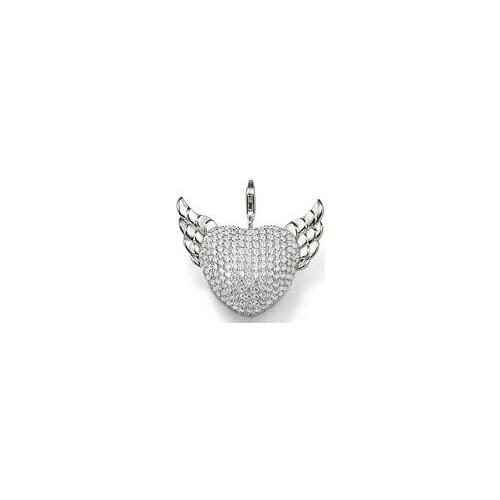 White Rhinestone Heart Shape Angel Wings Diy Charms Fit Bracelets & Neckalces Jewelry For Women SCH952