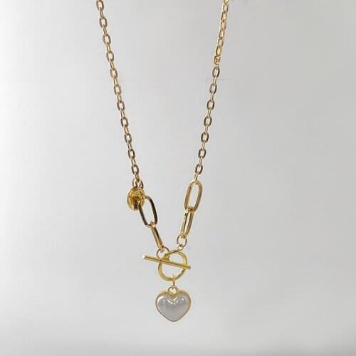 Light Luxury Minority Design Sense Heart-shaped Simulated-pearl Pendant Necklace Temperamental Exquisite Clavicle Chain