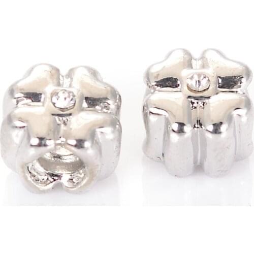 Miasol Alloy European Style Crystal Four-Leafed Clover Fits Popular Brand Charm Diy Snake Bracelet Jewelry Making