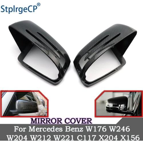For Mercedes Benz A B C E S CLA GLA GLK Class W176 W246 W204 W212 W221 C177 Carbon Fiber Car Rearview Mirror Cover accessories