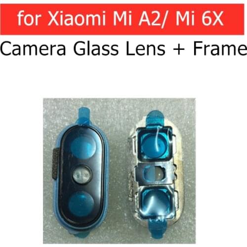For Xiaomi Mi 6X/ Mi A2 Back Rear Camera Glass Lens with Frame Holder with 3M Glue Replacement Repair Spare Parts