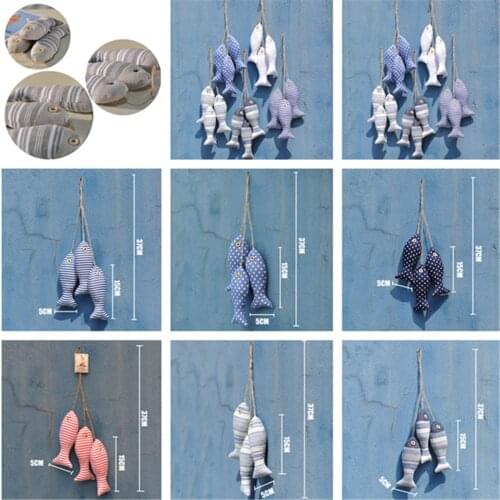 Cotton Striped Nautical Seaside Ocean Fish Cloth Ornaments Home Hanging Decor