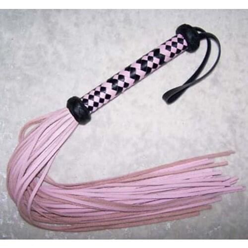 60cm black&pink handle leather flogger, handmade horse whip, Horse racing flogger, free shipping knout