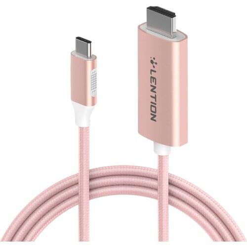 LENTION CU707H-3Meter Type-C to HDMI 4K 60Hz Male HD Adapter Cable Single Chip Braided Network Cable for Notebook Pink