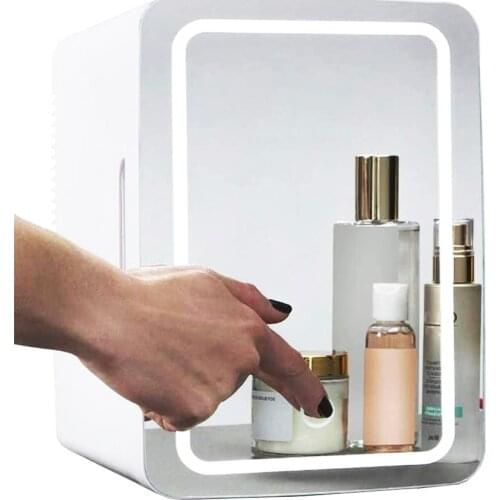 Mini Makeup Fridge with Makeup Mirror, 8L Cosmetic Refrigerator, Cooler/Warmer Freezer for Perfume Skincare Products