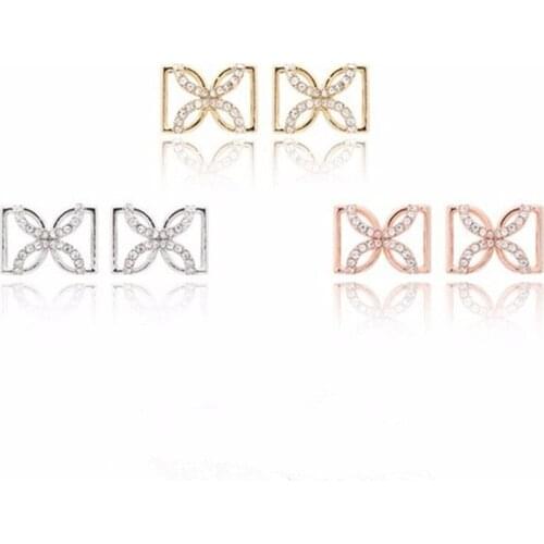 Fashion star with Crystal earrings Imitated pearl earrings bow string Pierced earrings letter D Female