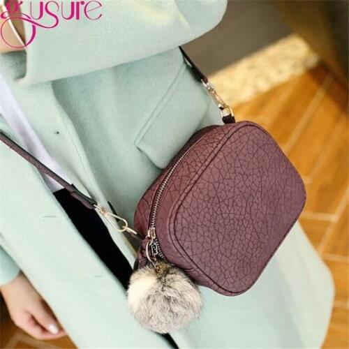 Gusure Fashion Trend Small Shoulder Bags with Fur Ball hanging Messenger Bag for Women Casual Mini Sweet Crossbody Bags