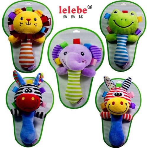 Lelebe baby toy cute cartoon animal newborn hand rattle 0-1 year old baby stuffed plush toy