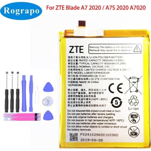 New Original 4000mAh Li3839T43P8h826348 Optus X Pro Telstra Evoke Plus Phone Battery For ZTE Blade A7 2020 /A7S A7020 + Tools