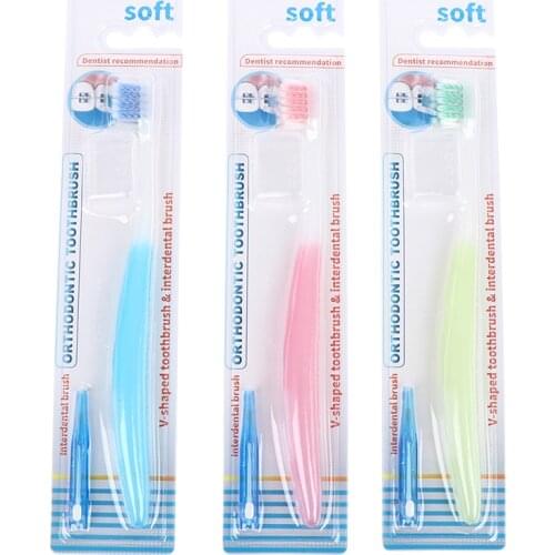 Oral Hygiene Care Orthodontic Tooth Brushes U-Shaped Orthodontic Toothbrush Soft Bristle With One Inter-Dental Brush