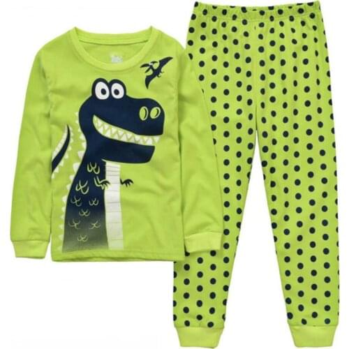 Dinosaur kids Pajamas Sets Cartoon animal pattern nightgown Children cotton Pyjamas girls boys lovely soft sleepwear clothes set