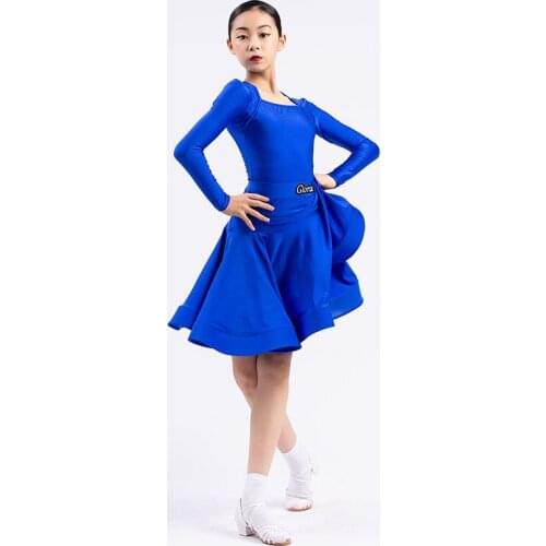 Latin Competition Dress Girls Long Sleeve Tango Dancing Outfit Samba Dancewear Performance Costume Ballroom Dance Suit DL8155