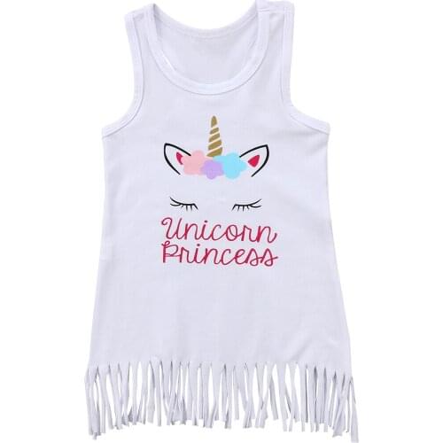 Toddler Kids Baby Girl Tassel Dress Summer Sleeveless Party Tank Tops Vest Dress