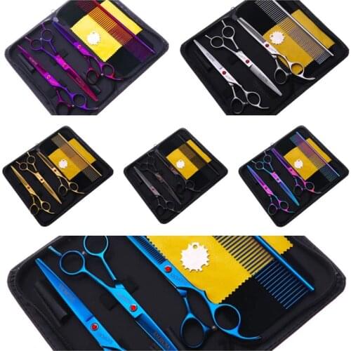 VICMOVE 7.0 inch Professional pet scissors for dog grooming High Quality Straight & Thinning & Curved Scissors 4pcs