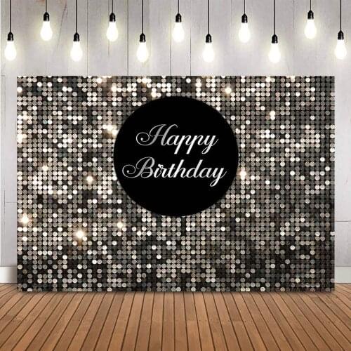 Sliver Glitter Birthday Backdrop for Child Kid Portrait Photo Background for Photographic Studio Happy Birthday Party Decoration