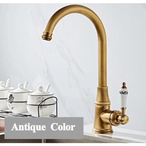 Kitchen Faucet Antique Brushed Porcelain Handle Faucet Hot Cold Mixer Basin Tap Luxury Faucet 360 Swivel