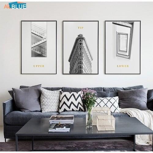 Modern Wall Art Canvas Painting New York Flatiron Building Landscape Fire Escape Posters And Prints Wall Picture For Living Room