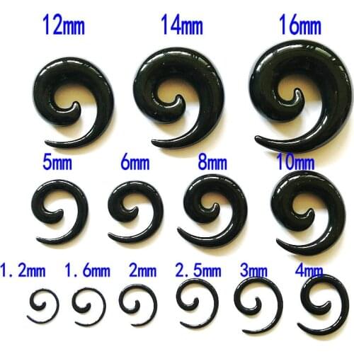 1.2mm-16mm 1 pair black uv acrylic spiral ear taper kits stretcher twister flesh tunnel ear plug gauges epxpander body piercings