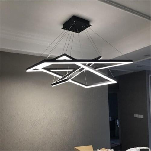 LED post-modern minimalist rectangular fashion living room chandelier creative personality square hall Nordic style lamps