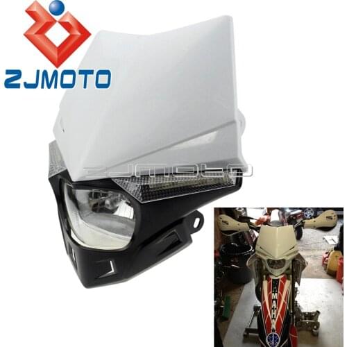 White Motocross Off Road Universal Motorcycle Headlight Fairing For CRF XR WRF YZF DRZ KX KLX Dirt Bike Headlight
